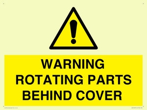 WARNING ROTATING PARTS BEHIND COVER